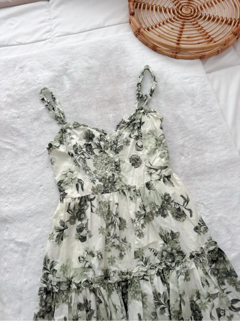Anthropologie Sleeveless Sweetheart A-Line Midi Dress Eyelet Green - Picture 8 of 15